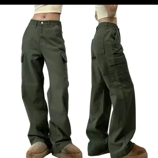 미오 pocket cargo cotton wide pants