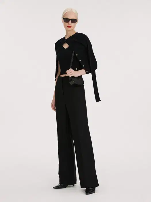 RECTO 60S FLARE SLIT DETAIL WOOL PANT