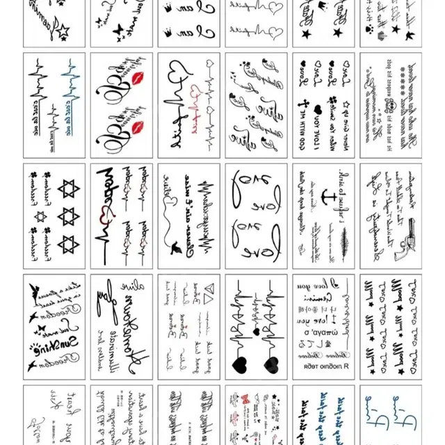 타투 스티커 해나 문신 꽃 나비 레터링 30장 세트