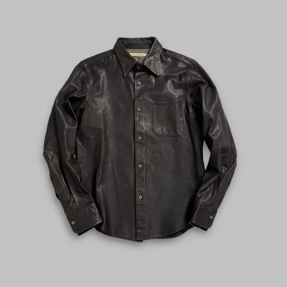 vintage choco brown leather shirt