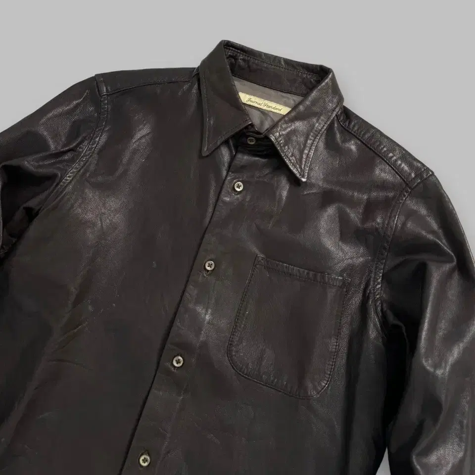 vintage choco brown leather shirt