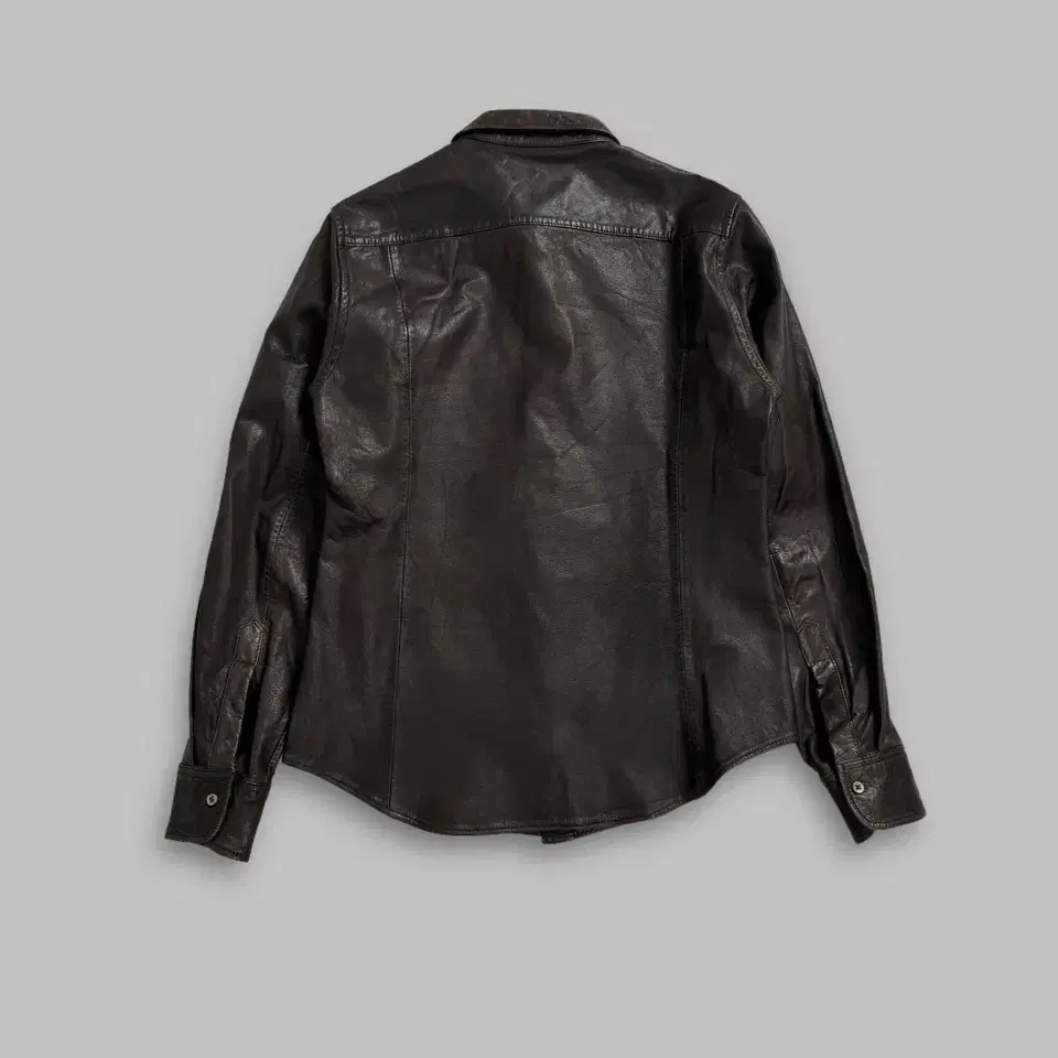 vintage choco brown leather shirt