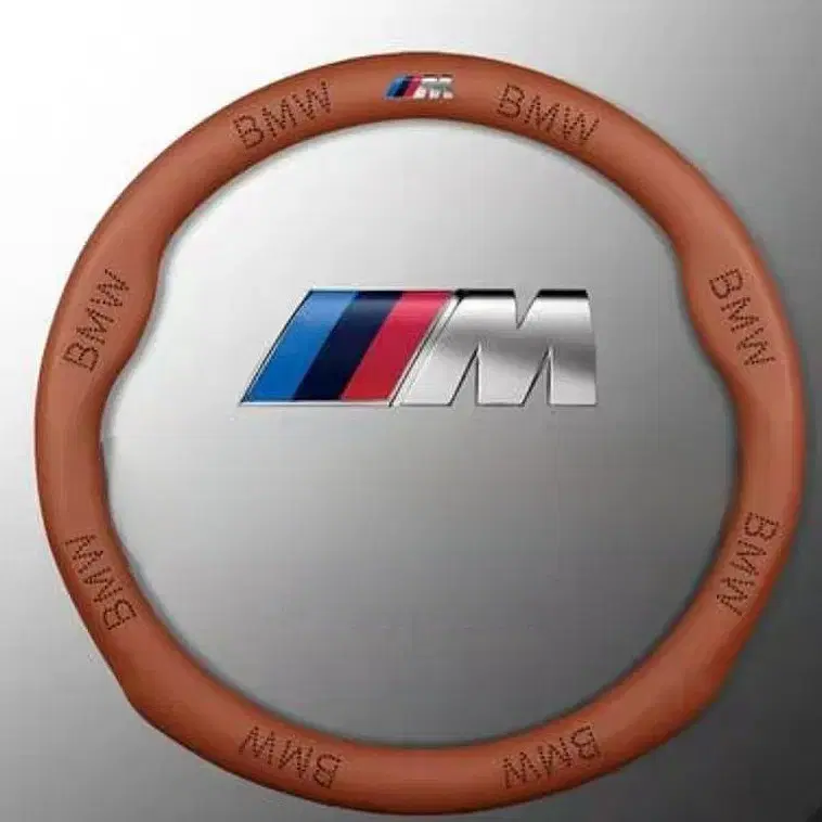 BMW M 엠블럼 가죽 핸들커버 / 타공 / 37~38cm범용 (블랙)