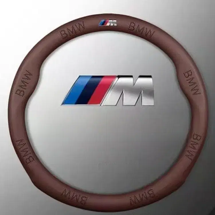 BMW M 엠블럼 가죽 핸들커버 / 타공 / 37~38cm범용 (블랙)