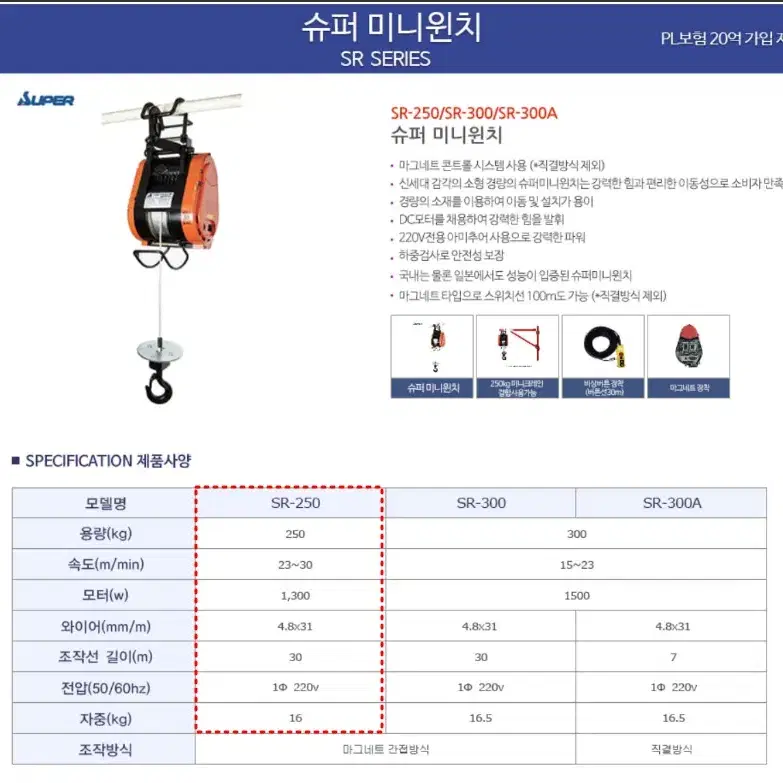 슈퍼 미니 윈치 SR-250