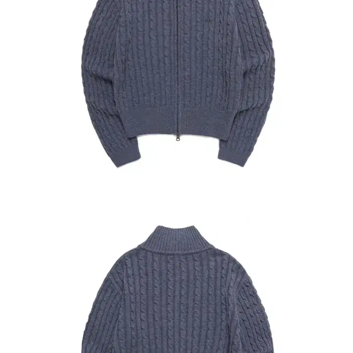 클로티 SERIF LOGO CABLE KNIT ZIP-UP BLUE