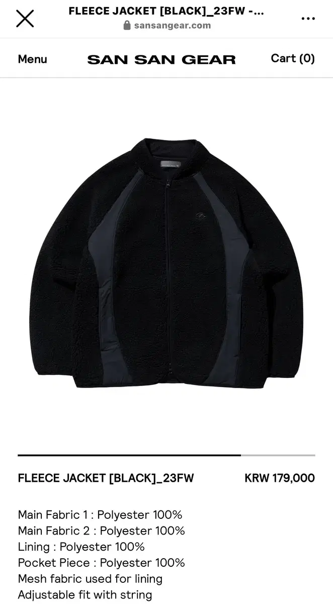 23 FW San San Gear Fleece Jacket Black 2