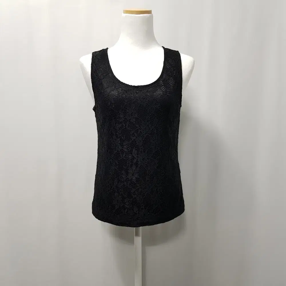 Vintage black lace feminine sleeveless spaghetti strap spanxie t-shirt womensM E193