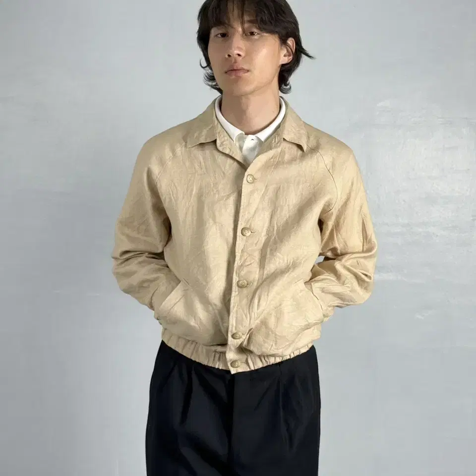 vintage linen blouson jacket