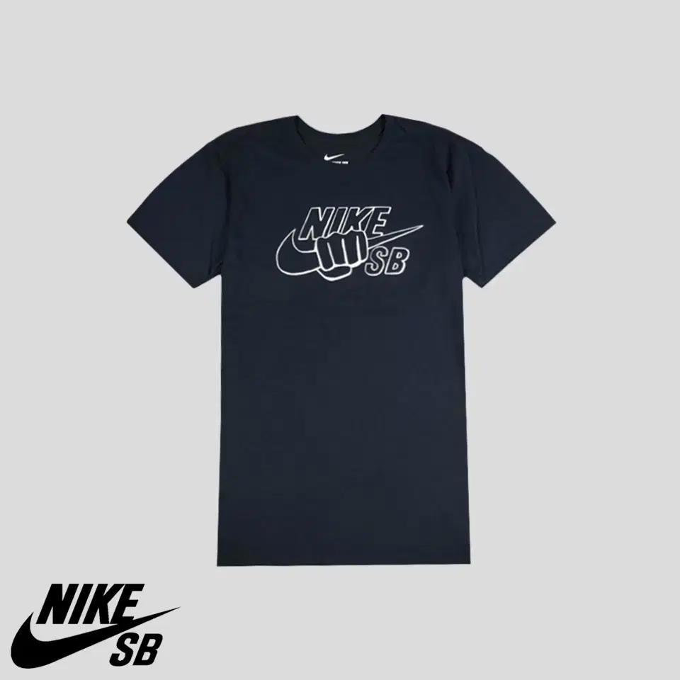 Nike SB Black White Mid Big Printed Logo Dry Fit Cotton Blend Short Sleeve T-Shirt