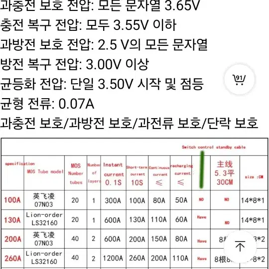 새제품 BMS 260A 인산철 배터리 파워뱅크