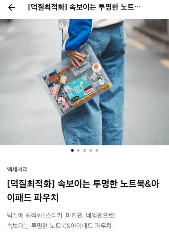 덕질 최적화 투명한 노트북 파우치