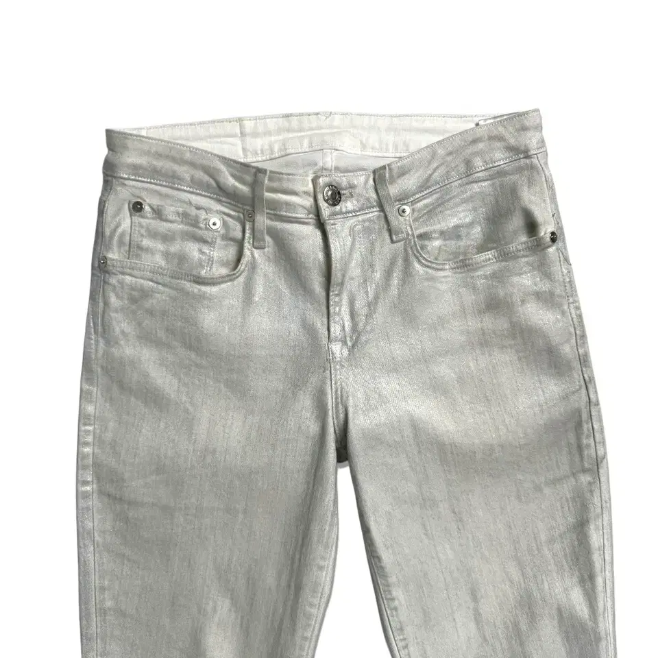 helmut lang metallic ankle slim jeans