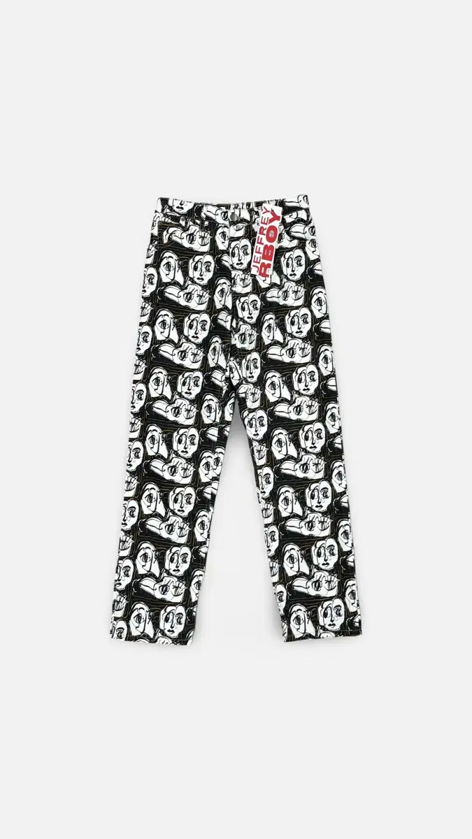 (30) Charles Jeffrey Loveboy ART FACES PRINT Denim Pants