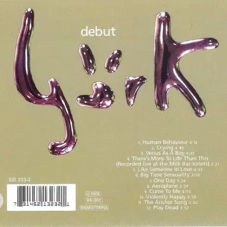 Bjork - Debut (CD) 유럽반 초판 NM-