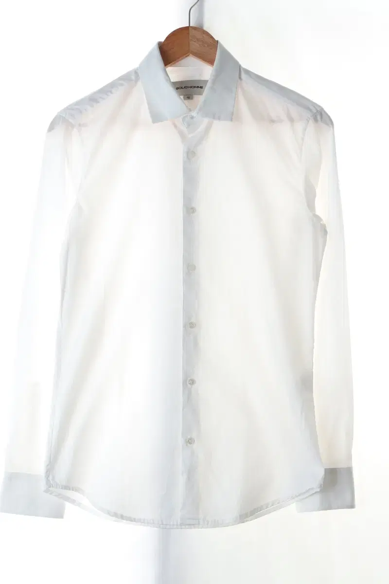 (M) Solid Homme Shirt Nambang White Plain Solid Modern Slim Fit-C1BA