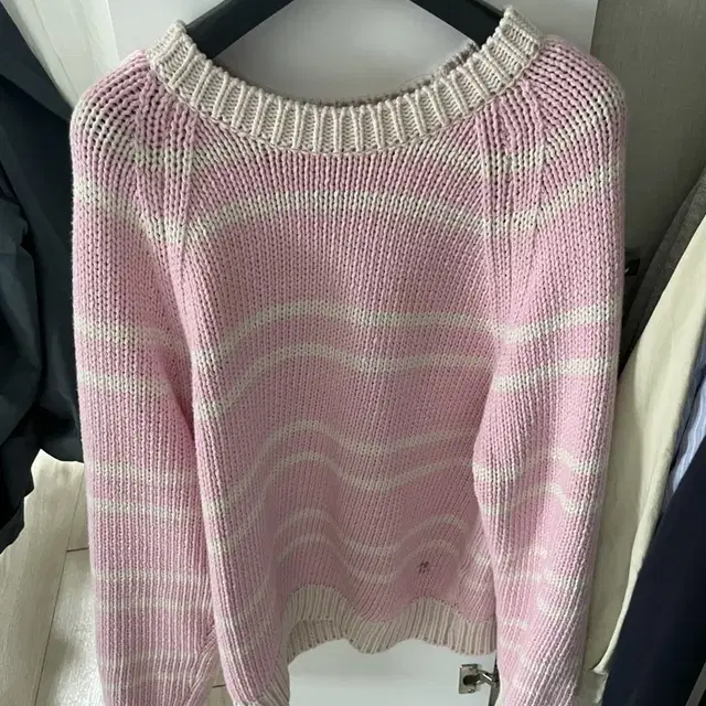 호와스 howus stripe round knit pink