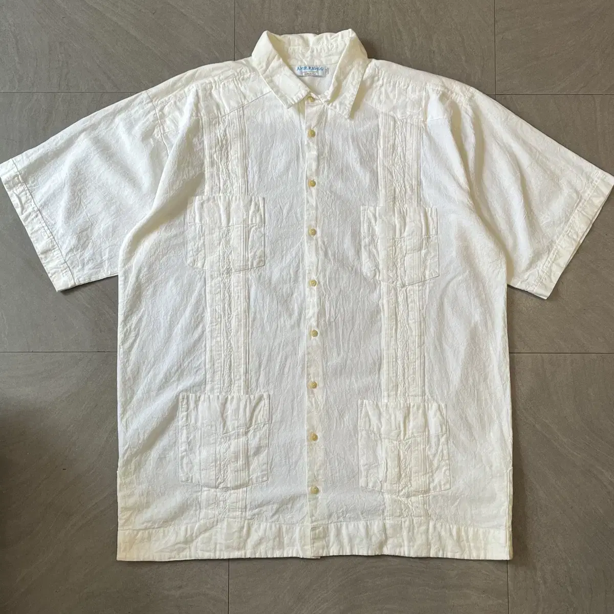 Vintage Guayabera White Cuban Short Sleeve Shirt