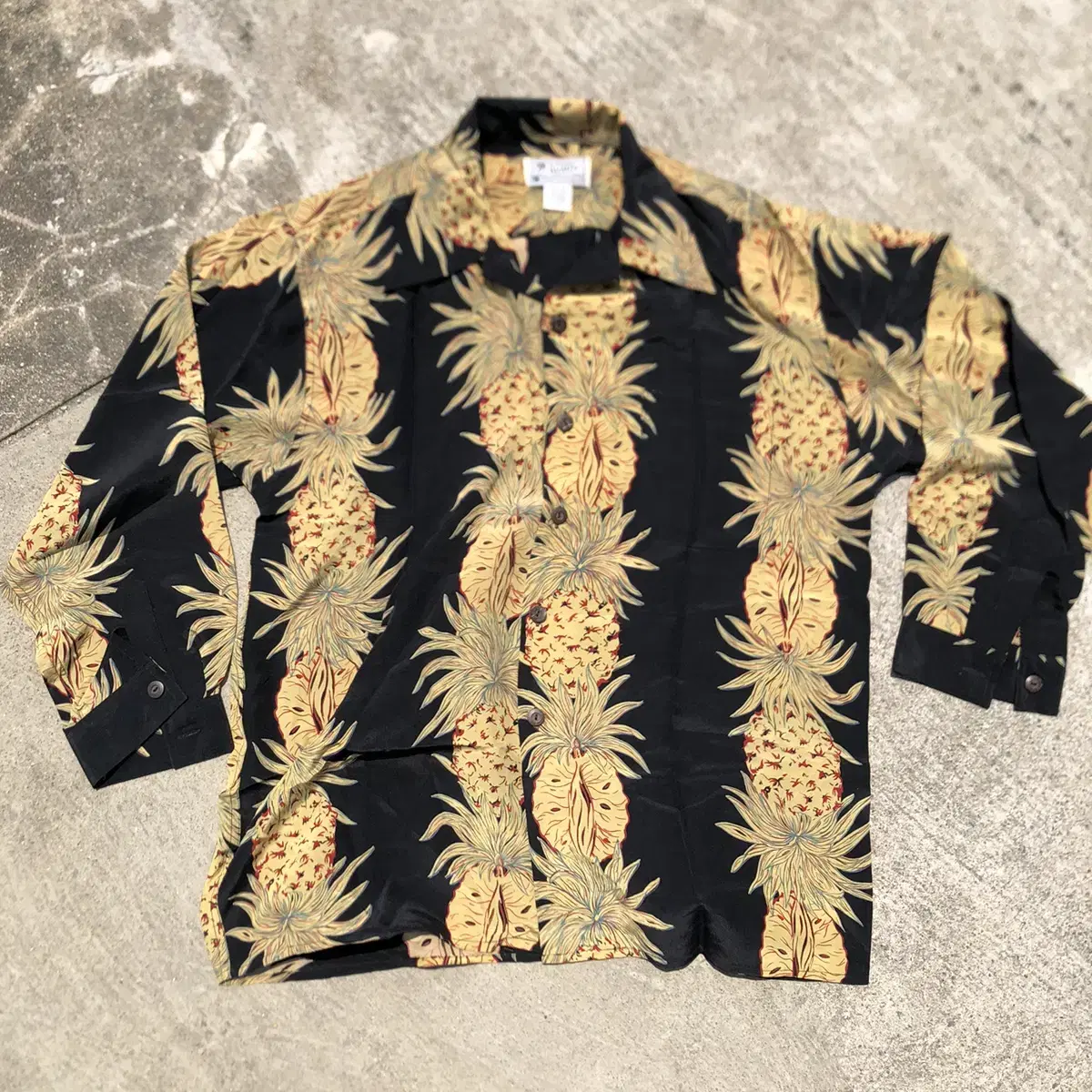 [M~L] Avanti Silk Long Sleeve Pineapple Pattern Shirt