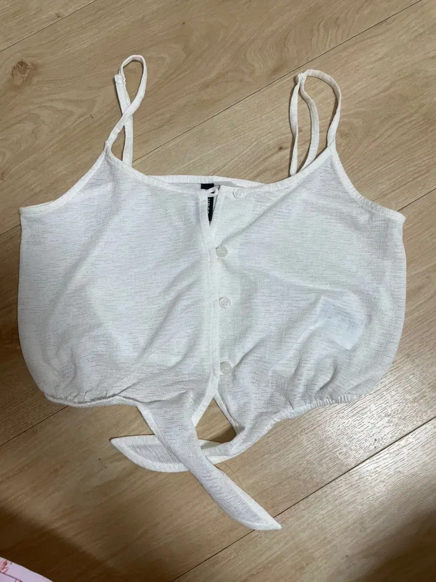 H&M Button Ribbon Crop Top