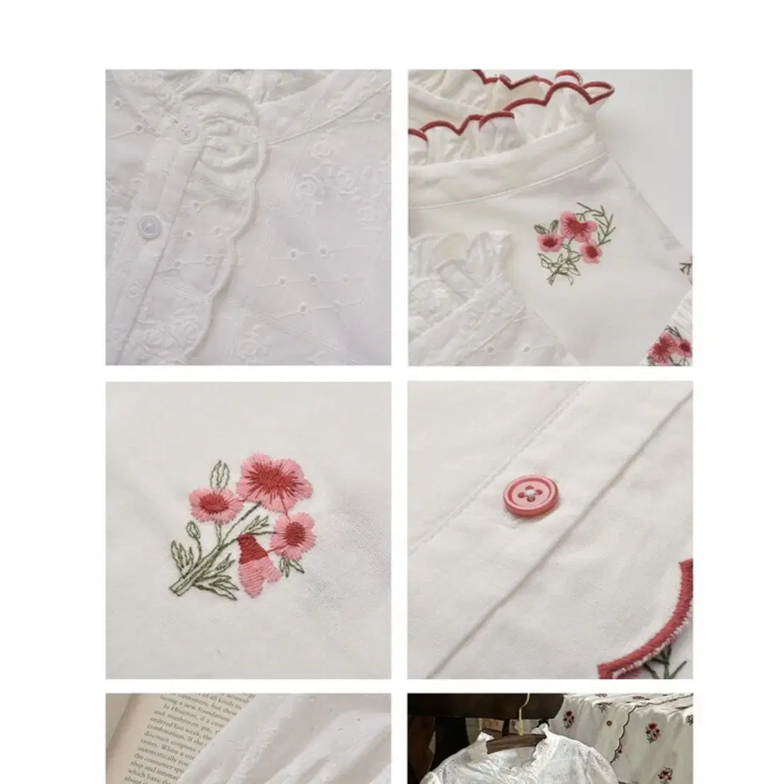 르니나 플라워 블라우스 ELSY embroidery frill neck