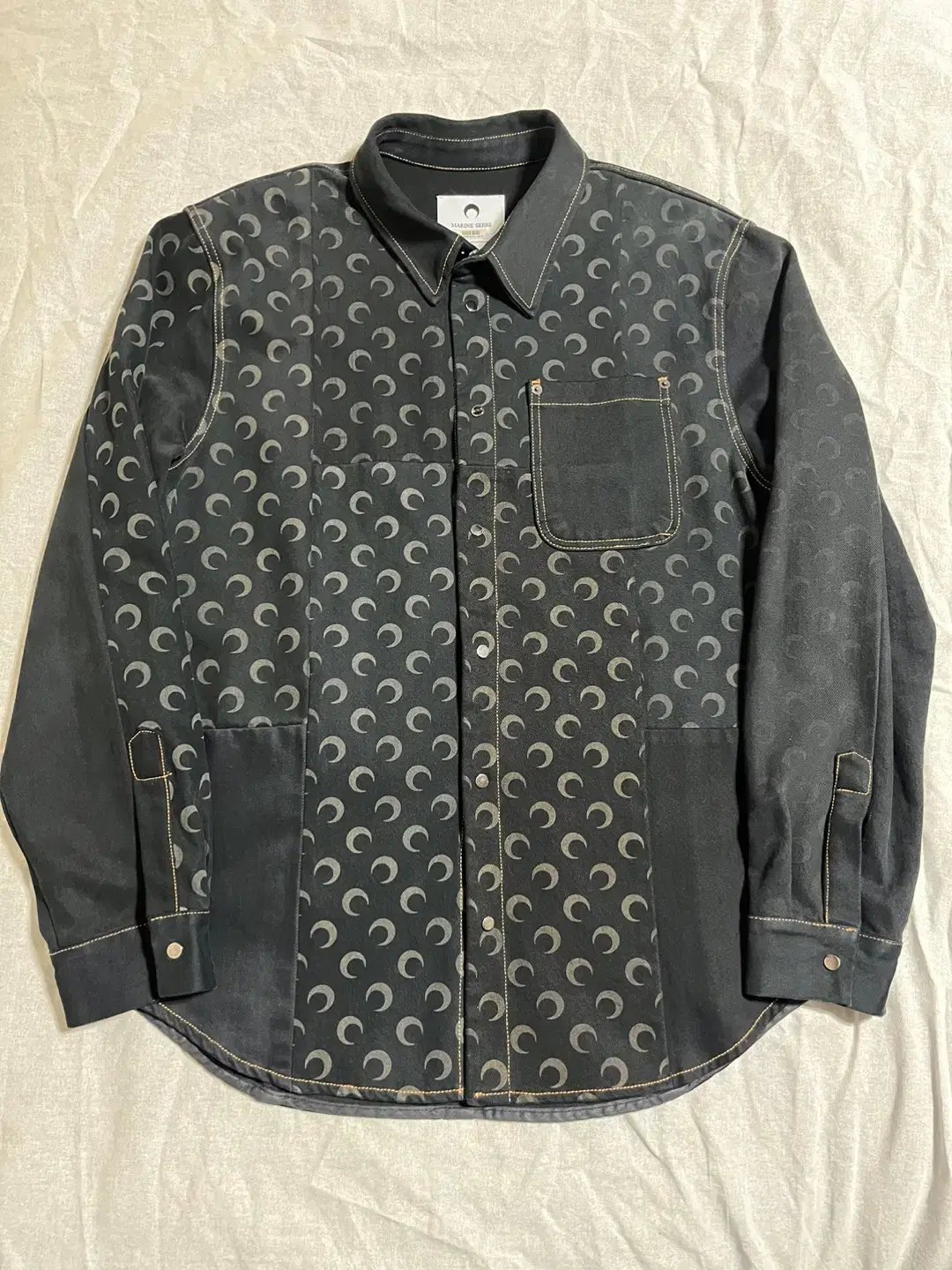 [L] Marineser Regenerated Denim Shirt Jacket Black