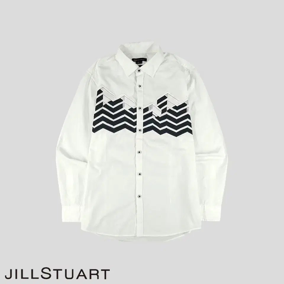 Jill by Jill Stuart White Black Zigzag Pattern 100% Cotton Classic Slim Fit