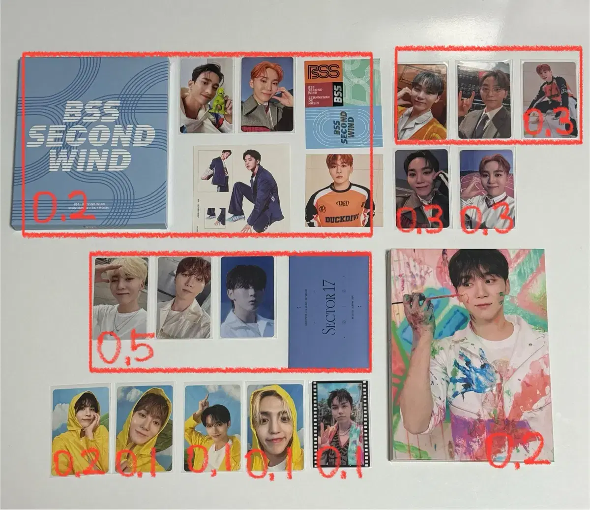 세븐틴 에스쿱스 정한 준 승관 버논 부석순 포카 앨범 양도
