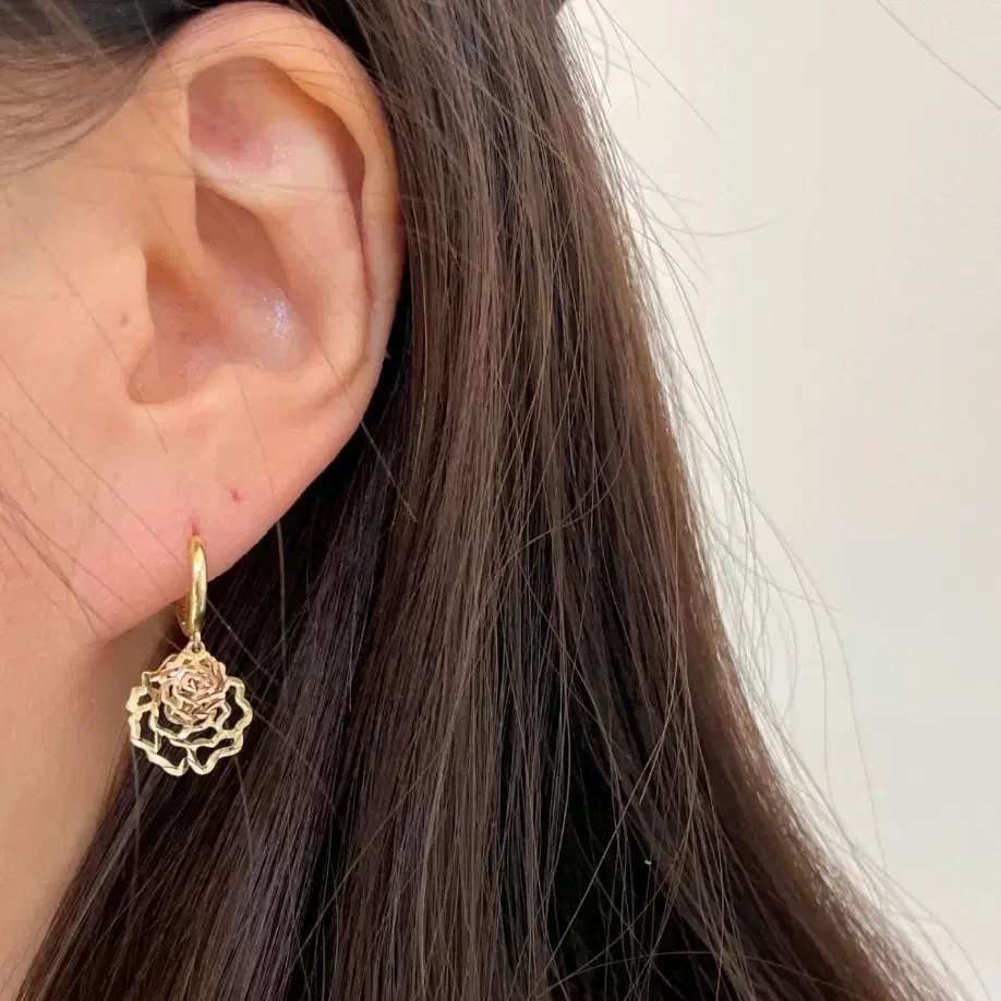 14k double rose earrings