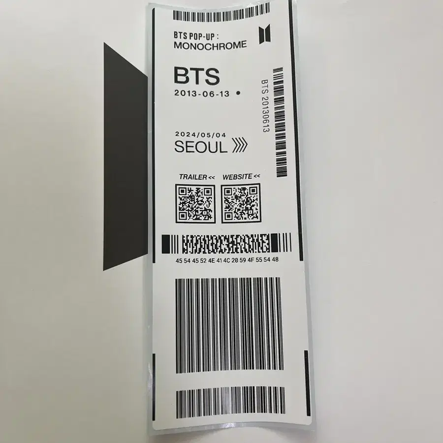 BTS MONOCHROME Pop Up 러기지택 luggage tag양도