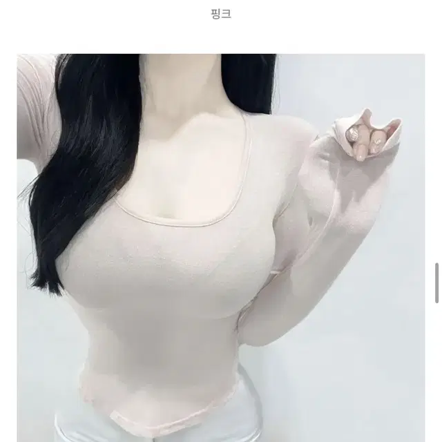 에이블리 핑크 유넥 티셔츠