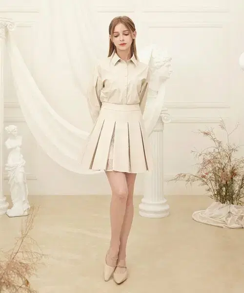 그레이스유 camila leather skirt 레더 플리츠스커트