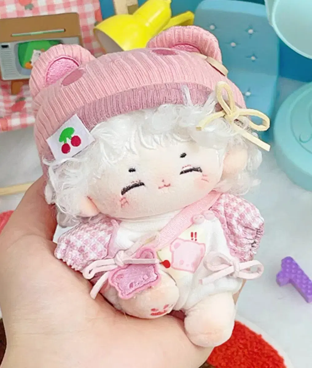 10cm doll clothes check all-in-one set (2 pieces)