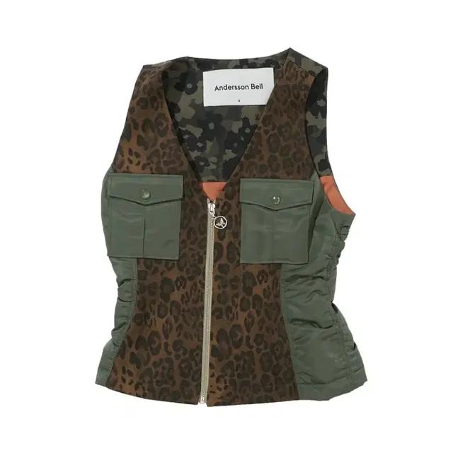 [앤더슨벨] LEOPARD COMBINATION ZIP-UP VEST