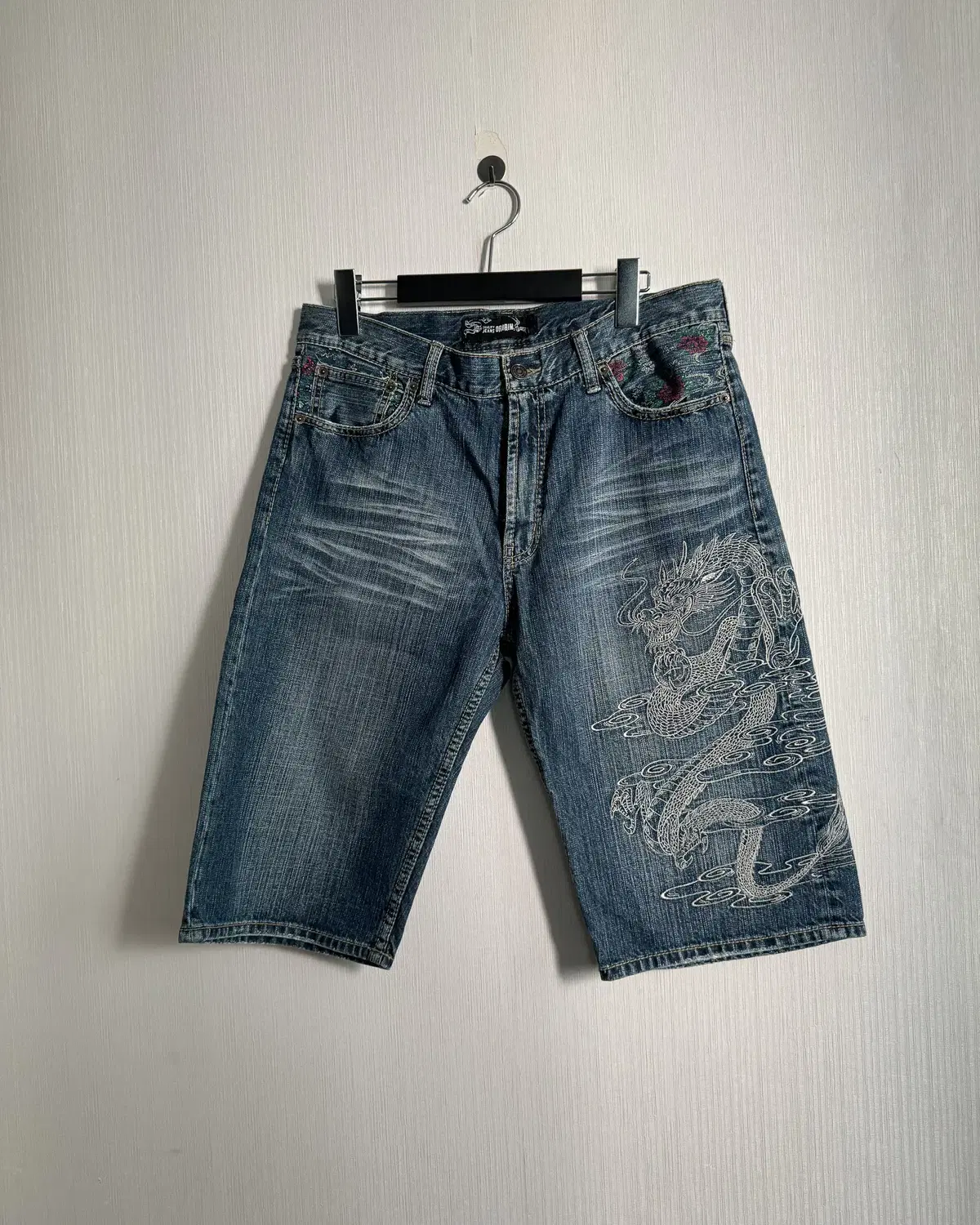 Oriental point denim half pants