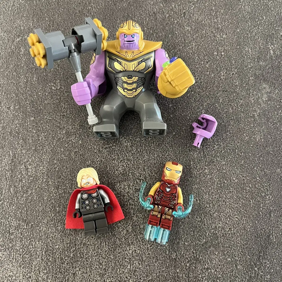 Genuine LEGO figures (Thanos, Iron Man, Thor)