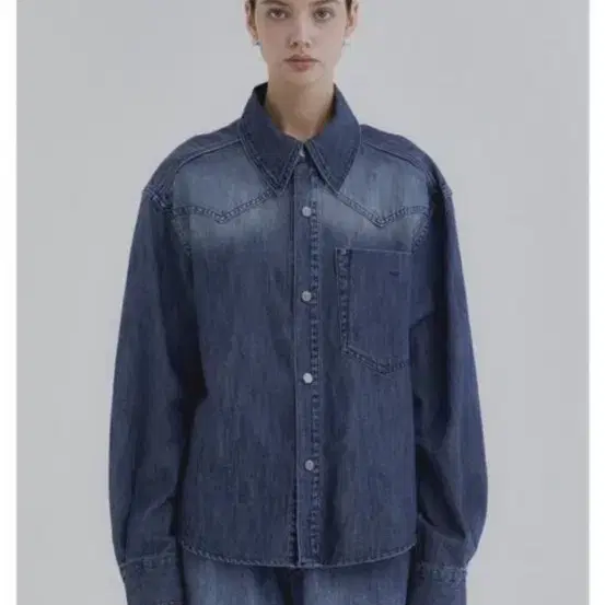 구해요) 트리밍버드 western denim set-up shirts