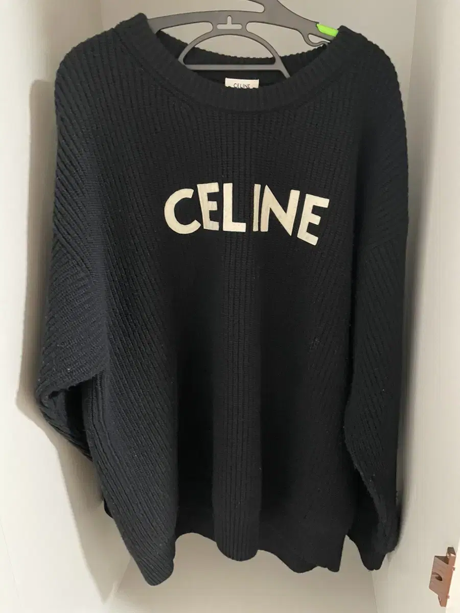 Seline Ribbed Logo Patch Wool Knit /M