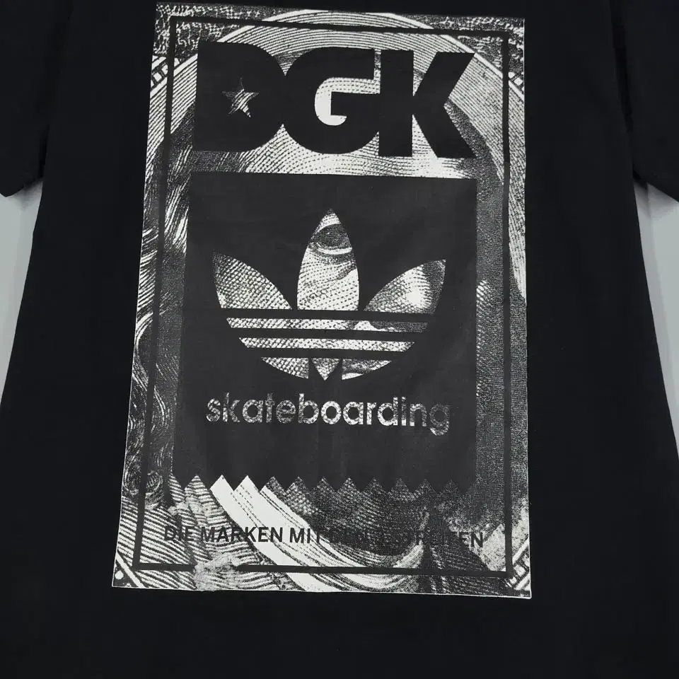 아디다스 X DGK 블랙 스케이트보드 트레포일 스케이팅 반팔 티셔츠 S