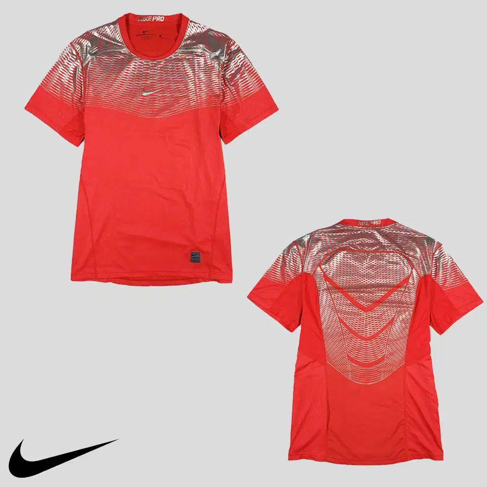 Nike Pro Red Silver Midswoosh Geometric Patterned Hypercool