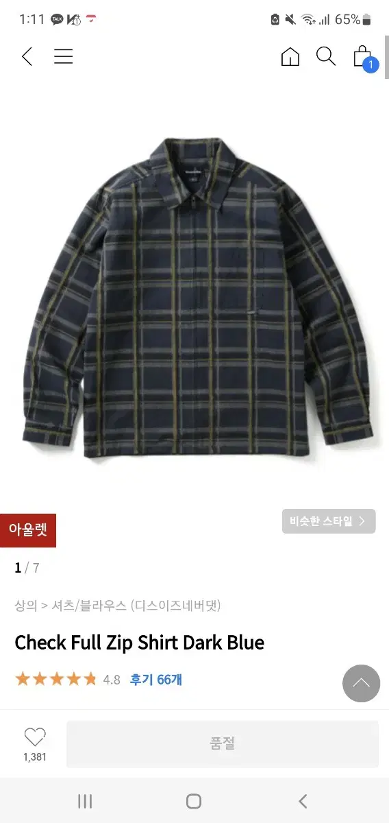 This Is Nevergood Original Zip Check Shirt L