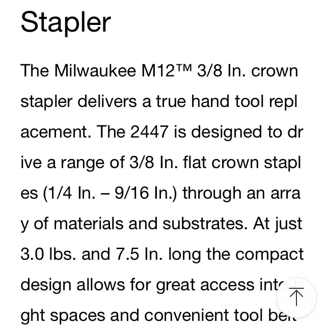 밀워키 전동타카 M12 3/8 in. Crowon stapler