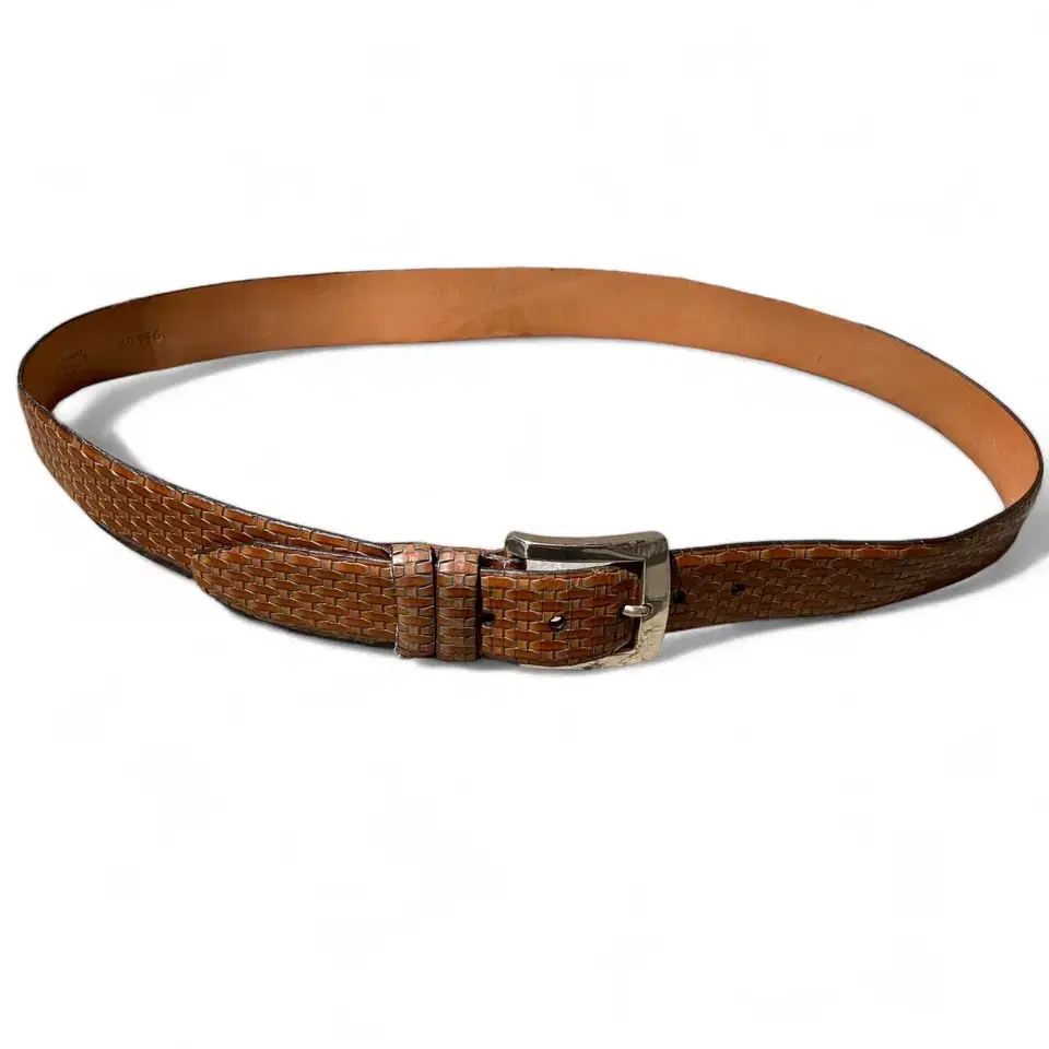 basket grain calf skin leather belt