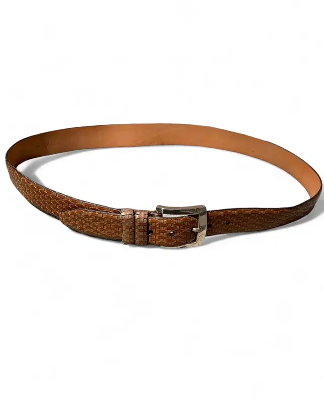 basket grain calf skin leather belt