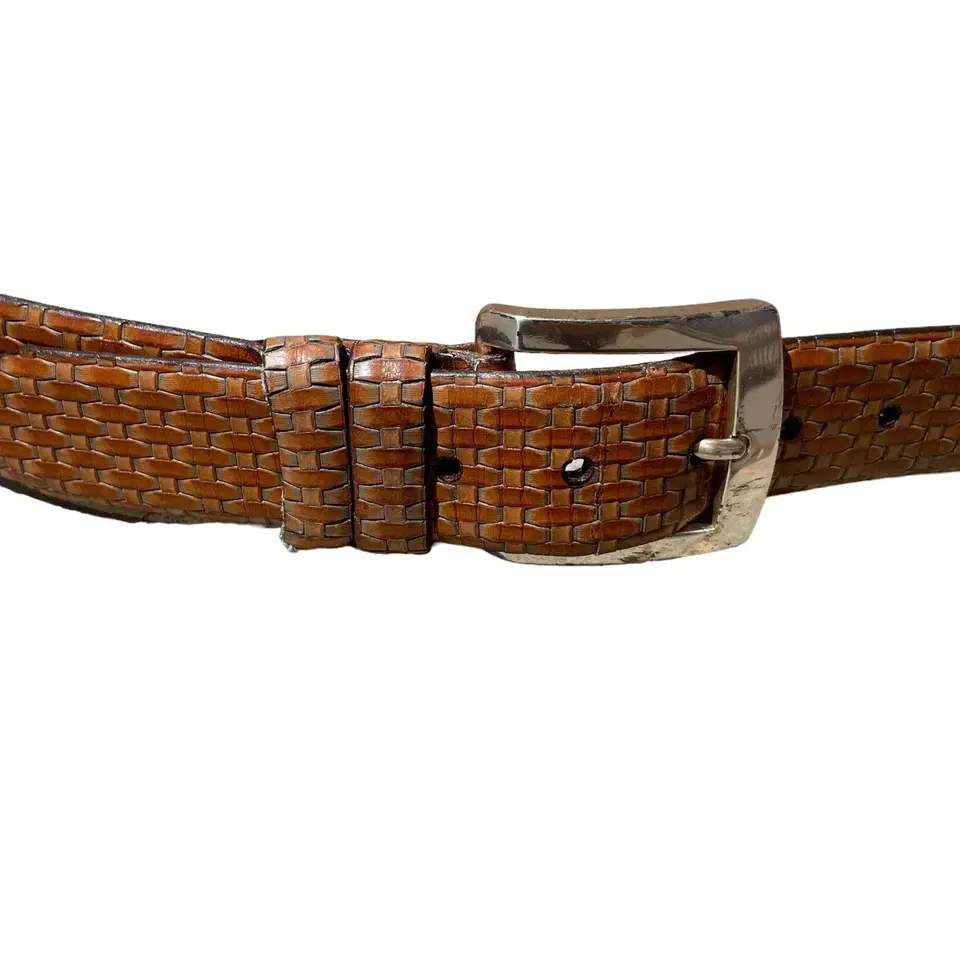 basket grain calf skin leather belt