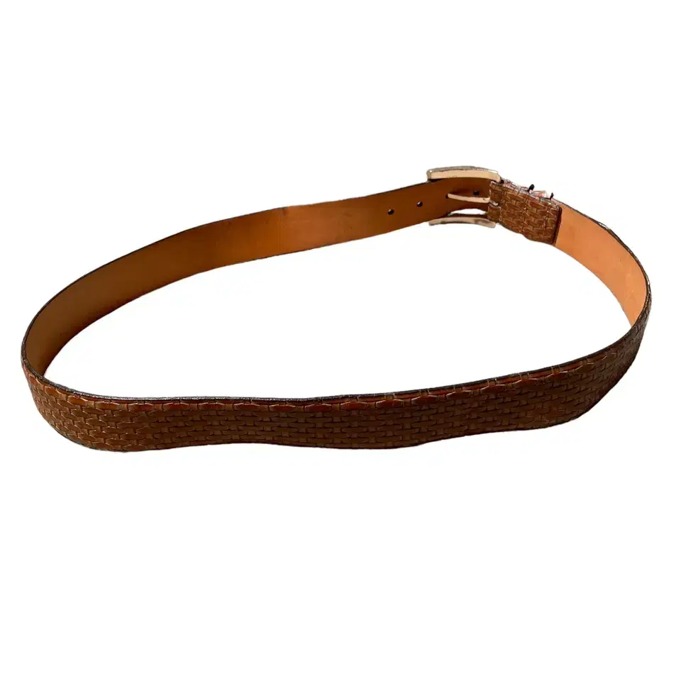 basket grain calf skin leather belt