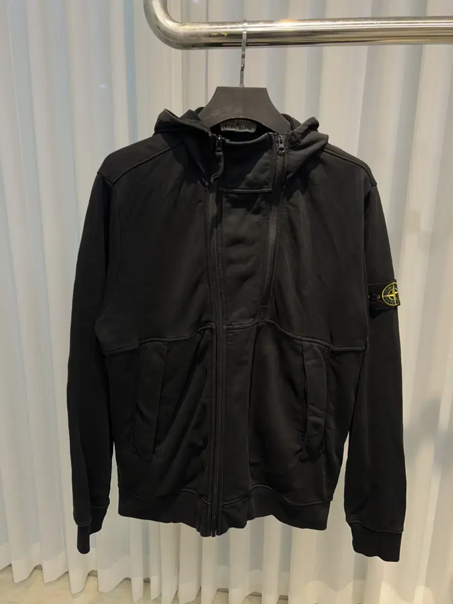 ( 2XL) Stone Island Double Waffen Double Zip Hooded Zip-up Jacket Black