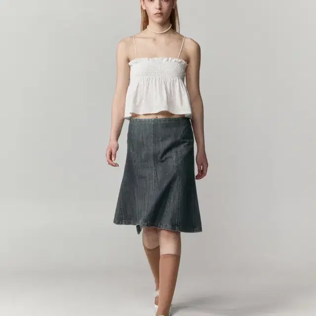 버뮬라 burmula denim gored flare skirt