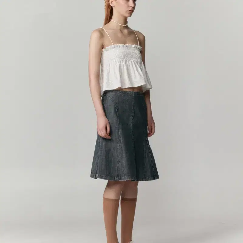 버뮬라 burmula denim gored flare skirt