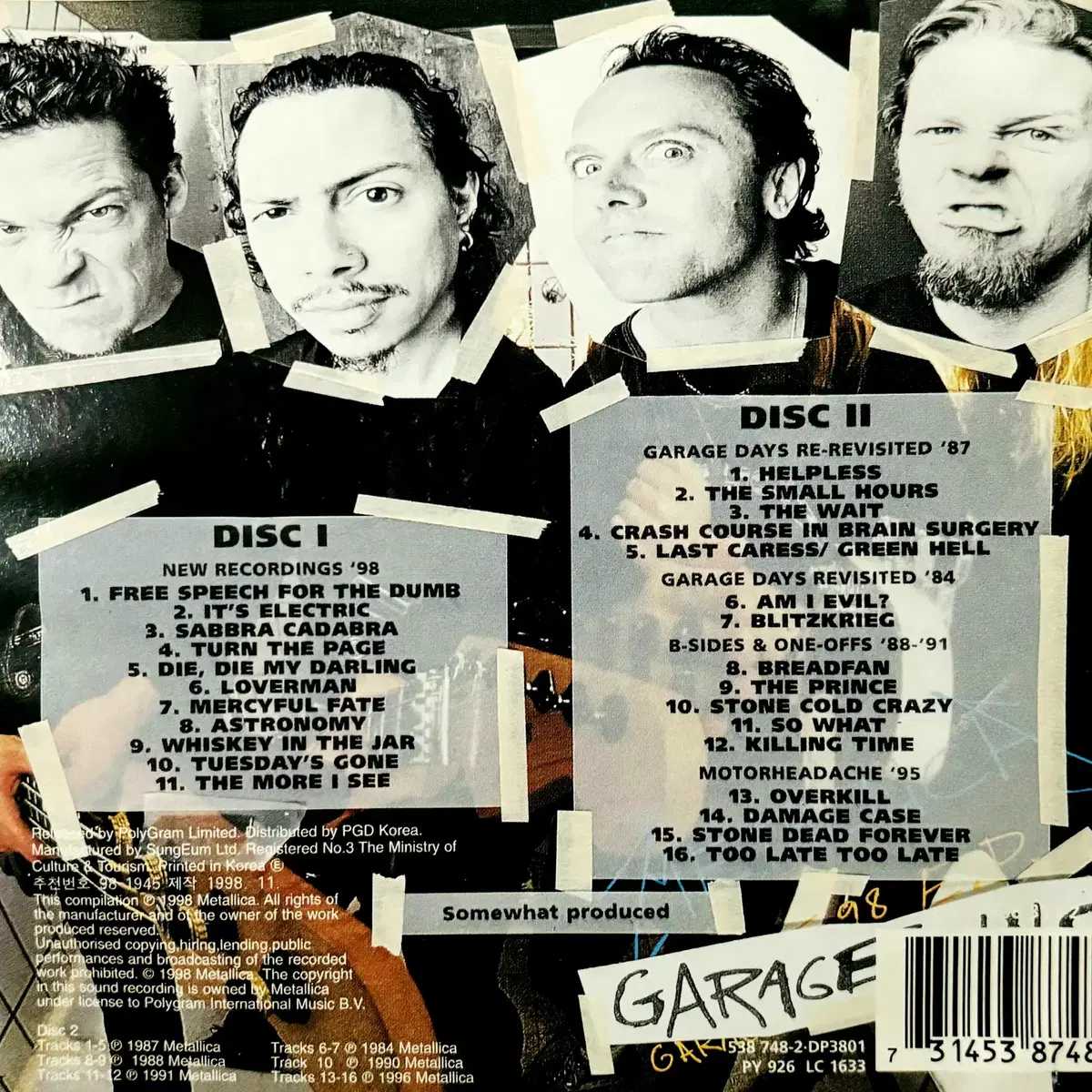 Metallica - Garage Inc. (2CD) 한국반 98 EX+